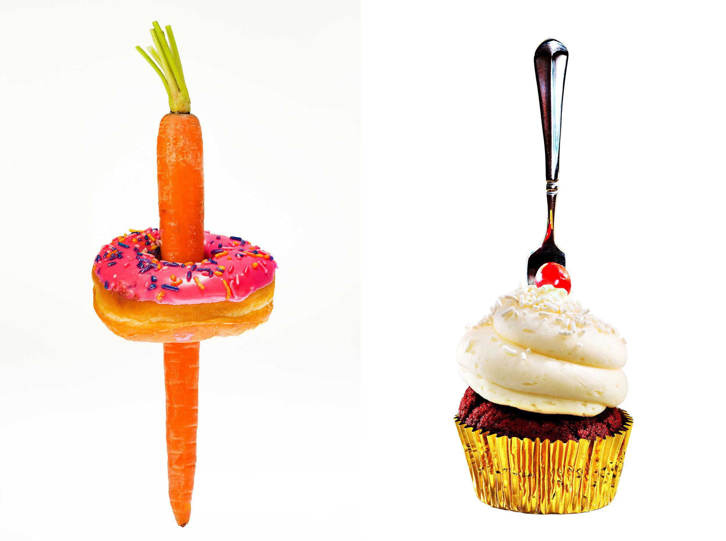 Juxtaposition of the sweets we eat versus the veggies we do not