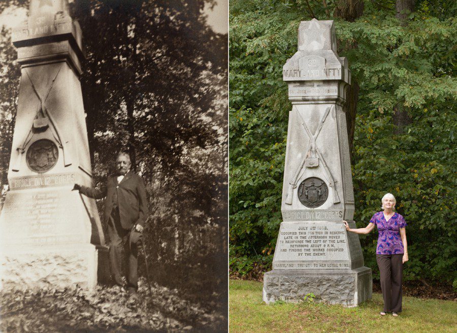 Look closely, those may be the same two trees, grown bigger over the intervening 100 years
